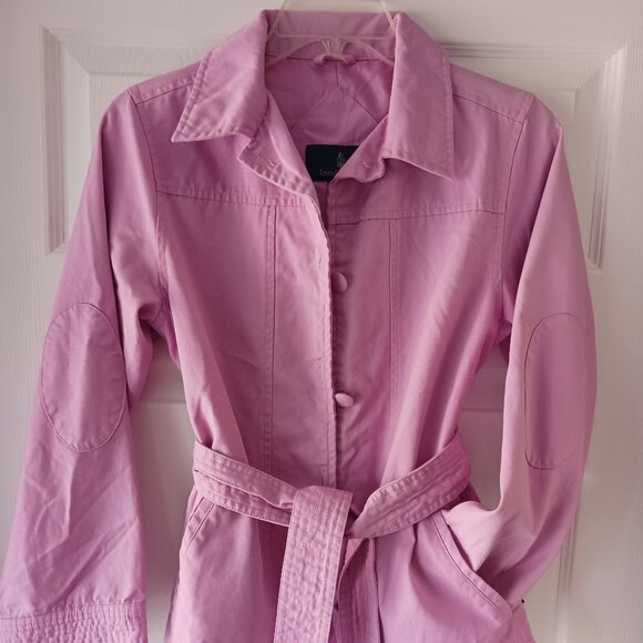 London Fog  Barbie Pink Jacket Girls Size Large (12-14) Belt, Elbow Pads, Lined - Picture 2 of 13